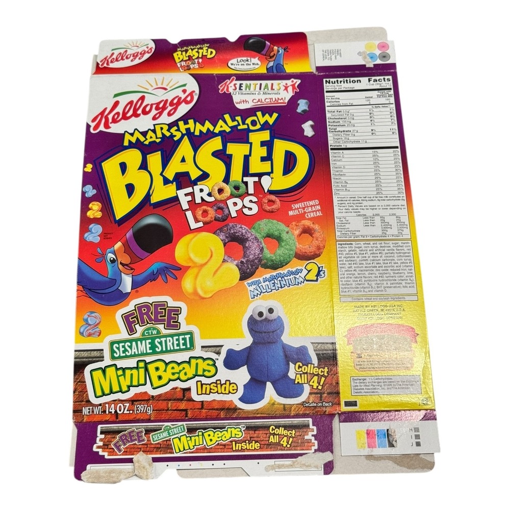 2000 Kellogg's‎ Marshmallow Blasted Froot Loops Y2K Promo Empty Box